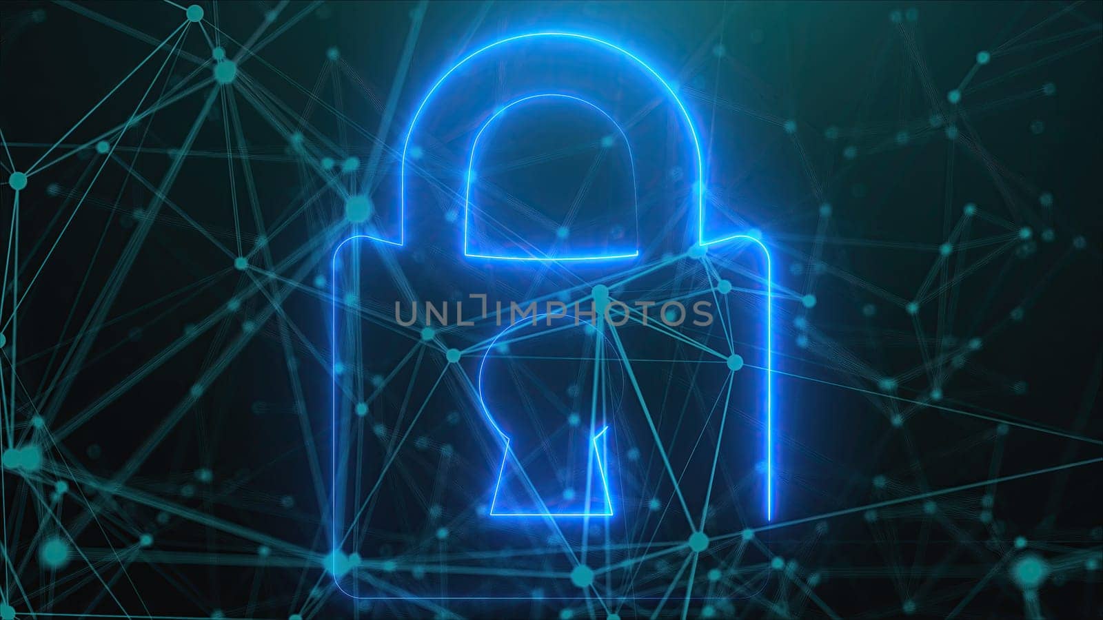 Digital lock with connection dots. Computer generated 3d render
