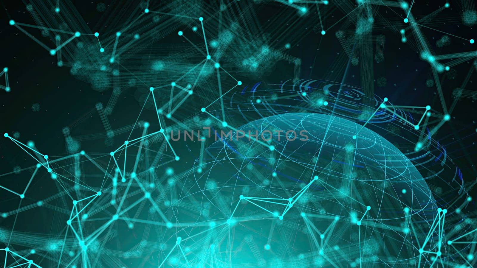 Digital world map with connection dots. Computer generated 3d render