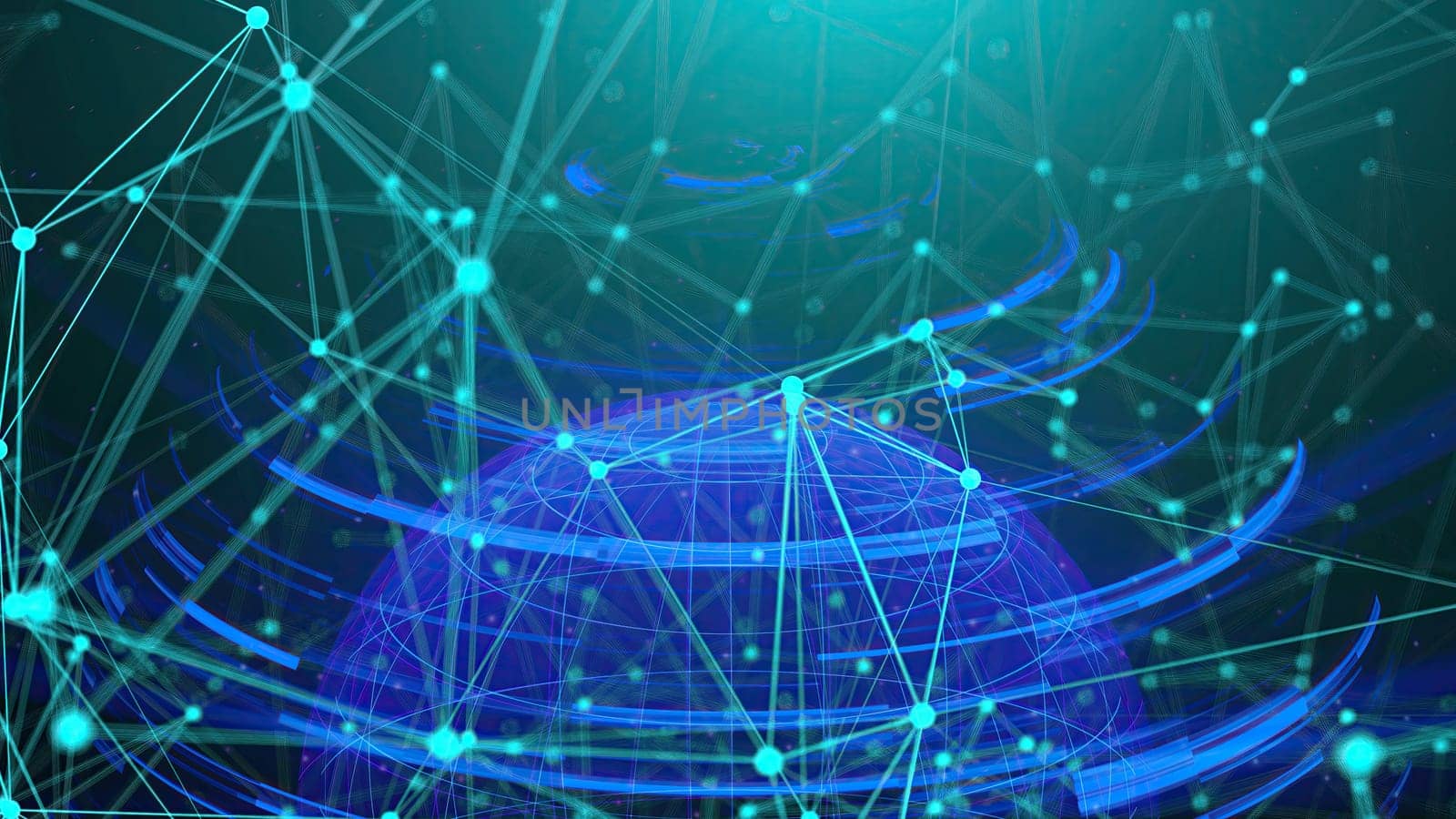 Digital world map with connection dots. Computer generated 3d render