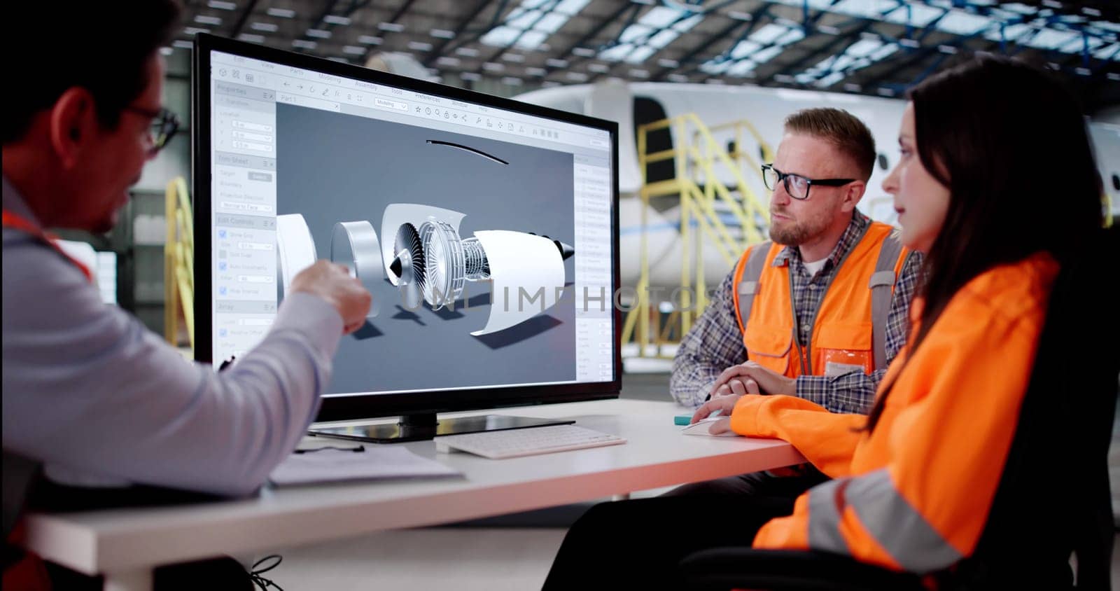 Skilled Hispanic Engineer And Team Develop Jet Plane Maintenance Software.