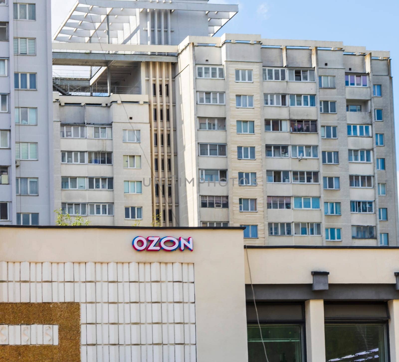 05.05.2025 - Minsk, Belarus. Entrance to the self pick up point of goods of one of the largest online retailer Ozon
