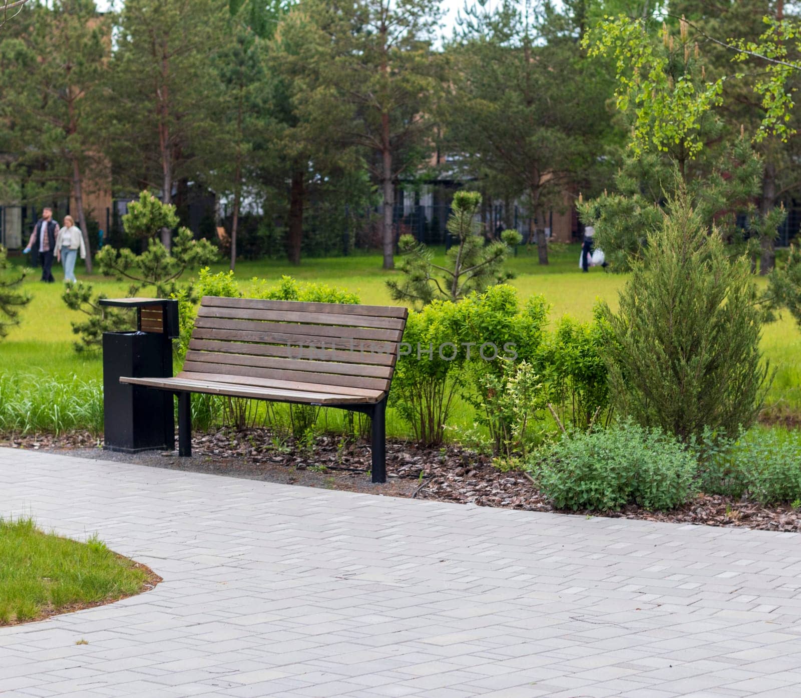 Shot of the modern, green park in the city