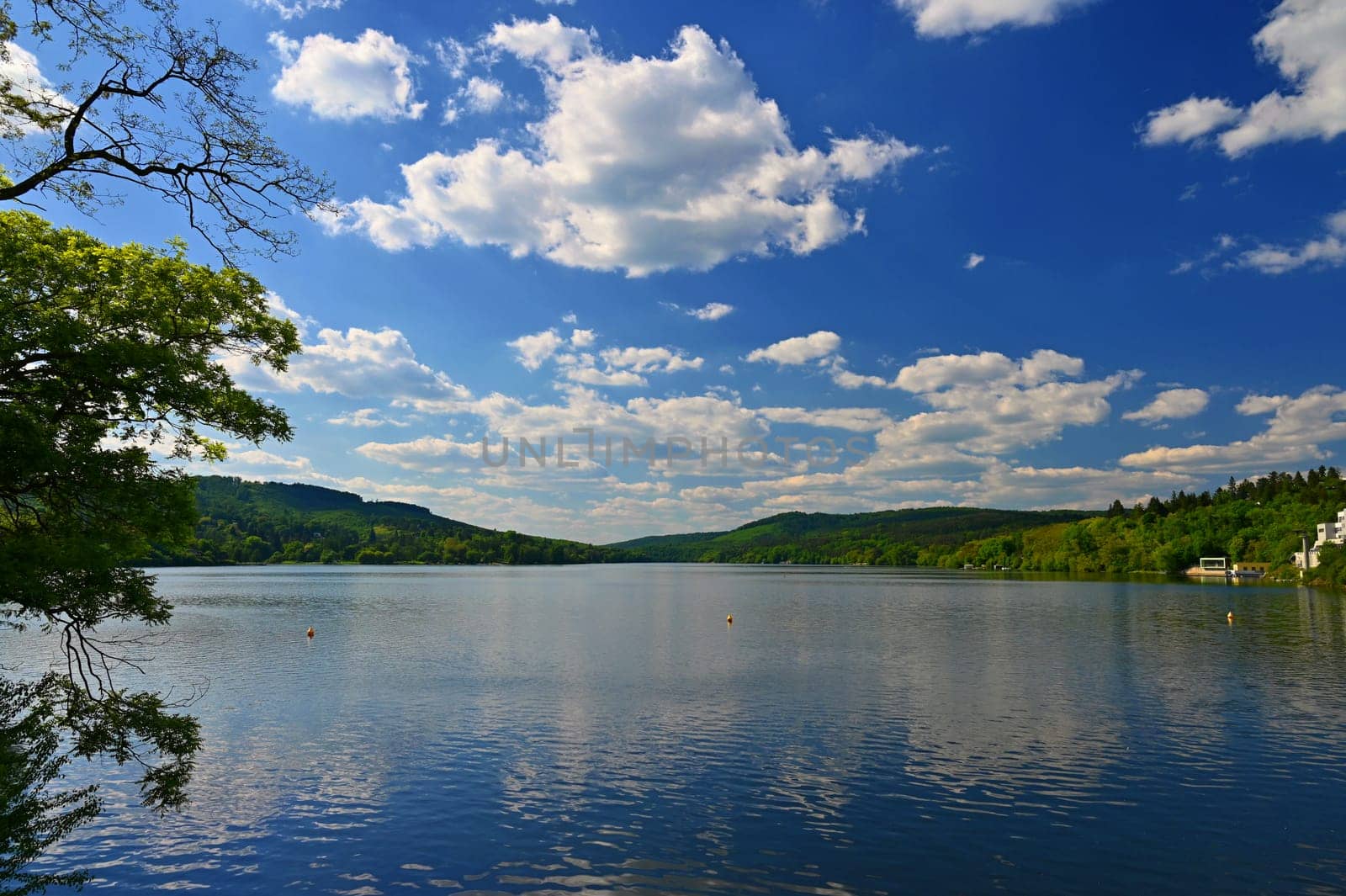 Brno Dam. Place for recreation and sports. Brno - Bystrc. - Czech Republic Europe. Beautiful spring nature with landscape and water.