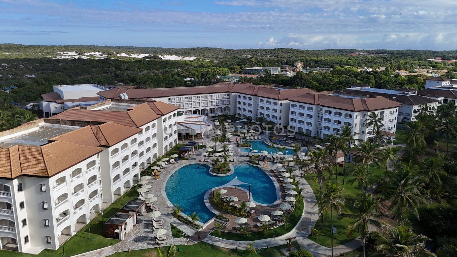 mata de sao joao, bahia, brazil - march 19, 2025: view of the Sol Grand Premium hotel in the Costa da Sauipe hotel complex in Bahia.
