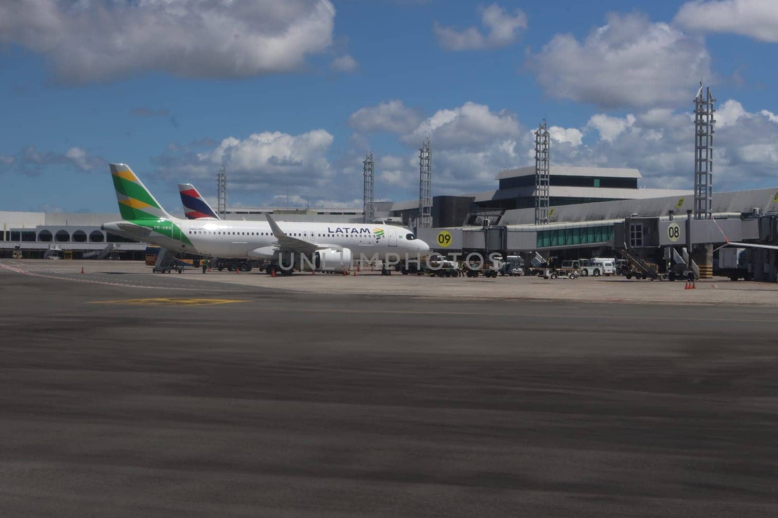 salvador, brazil - march 21, 2025: view of the aircraft apron at salvador airport in Bahia.