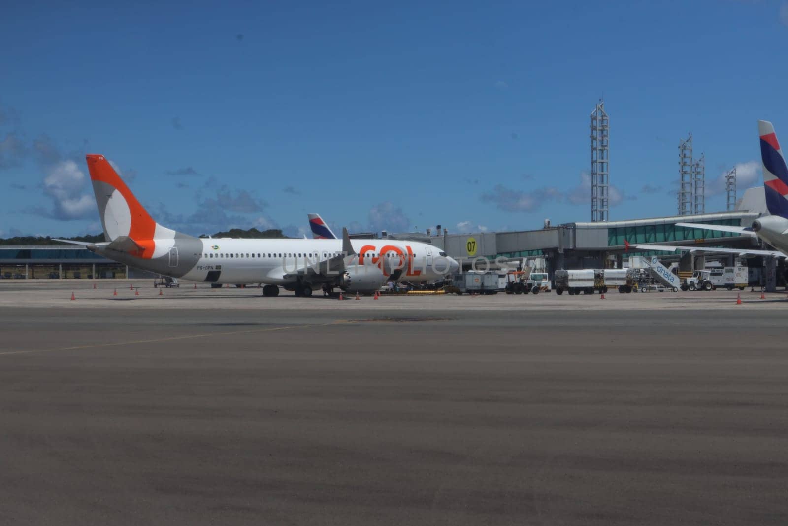 salvador, brazil - march 21, 2025: view of the aircraft apron at salvador airport in Bahia.