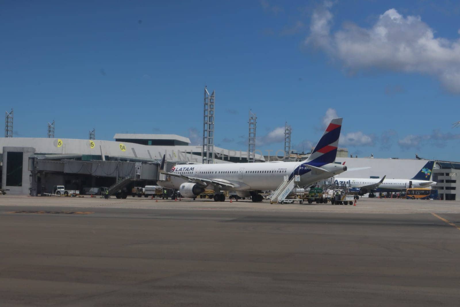 salvador, brazil - march 21, 2025: view of the aircraft apron at salvador airport in Bahia.