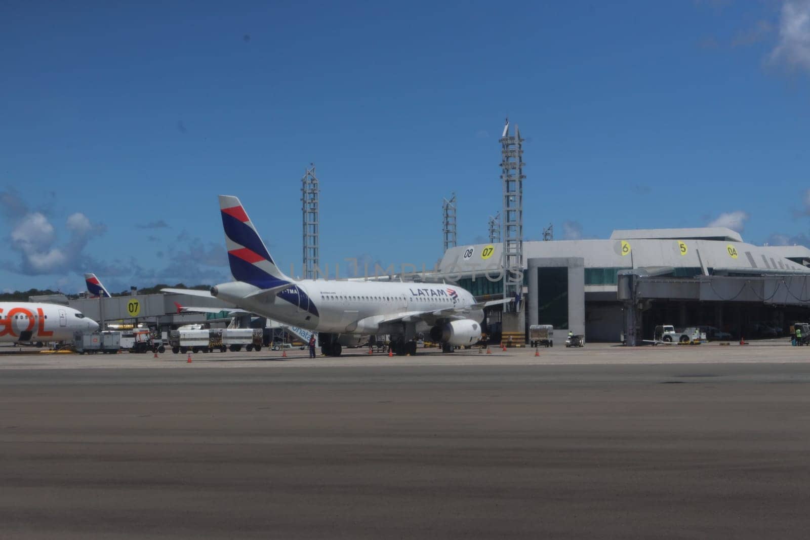 salvador, brazil - march 21, 2025: view of the aircraft apron at salvador airport in Bahia.