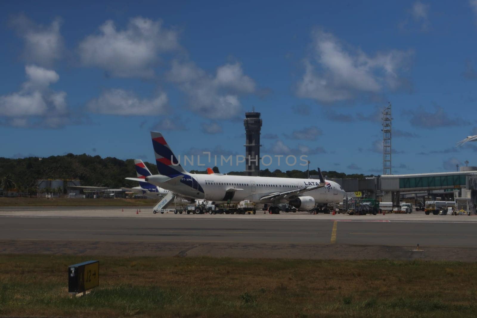 salvador, brazil - march 21, 2025: view of the aircraft apron at salvador airport in Bahia.