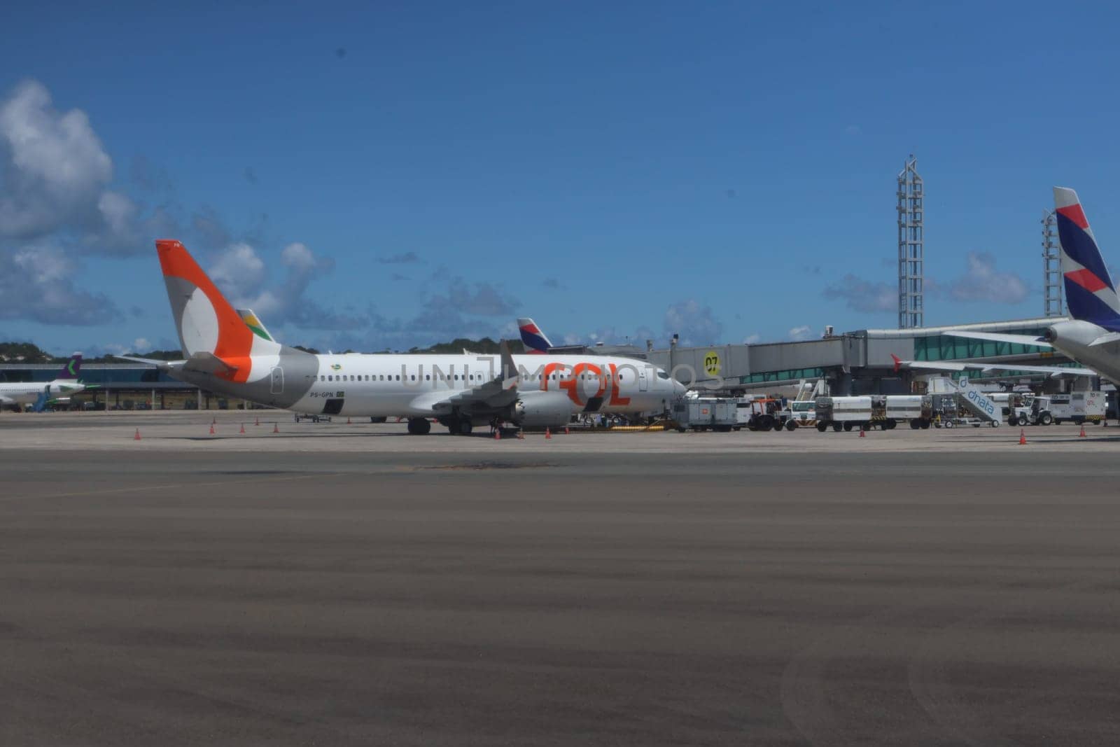 salvador, brazil - march 21, 2025: view of the aircraft apron at salvador airport in Bahia.