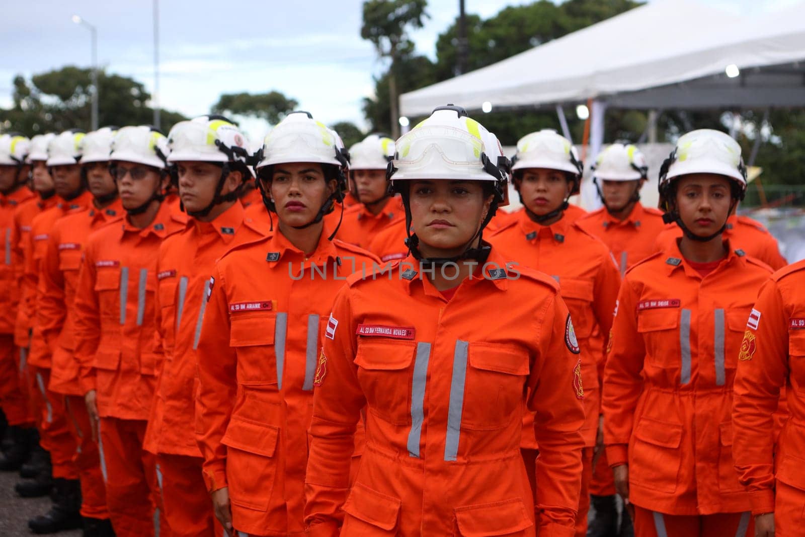 simoes filho, bahia, brazil - march 31, 2025: group of military firefighters from Bahia are seen at a barracks in the city of Simoes Filho.
