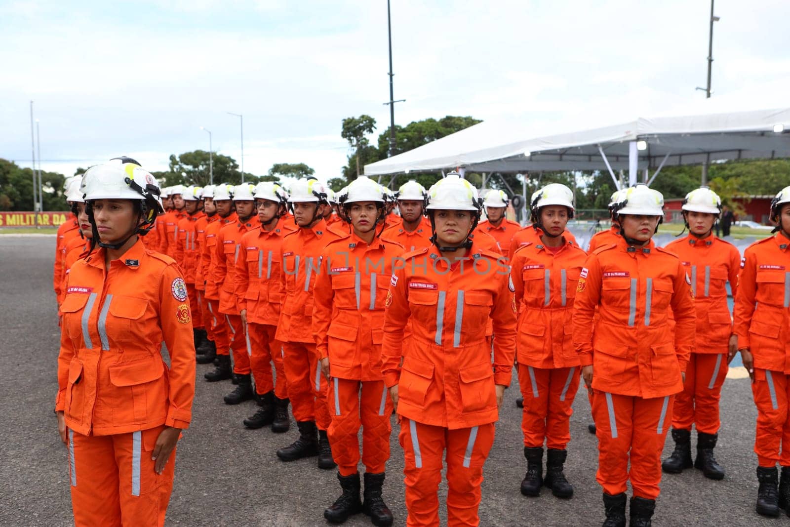 simoes filho, bahia, brazil - march 31, 2025: group of military firefighters from Bahia are seen at a barracks in the city of Simoes Filho.