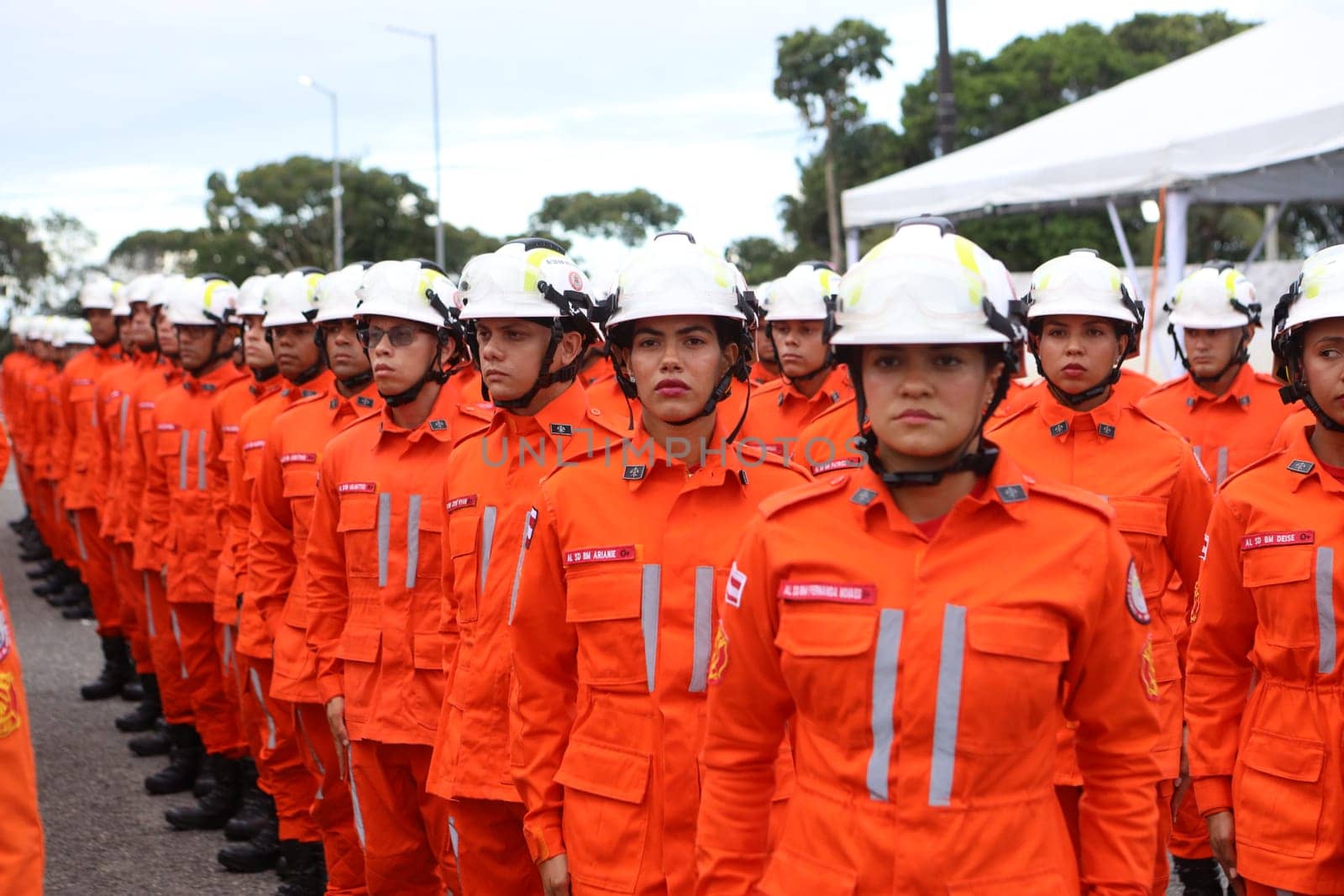 simoes filho, bahia, brazil - march 31, 2025: group of military firefighters from Bahia are seen at a barracks in the city of Simoes Filho.