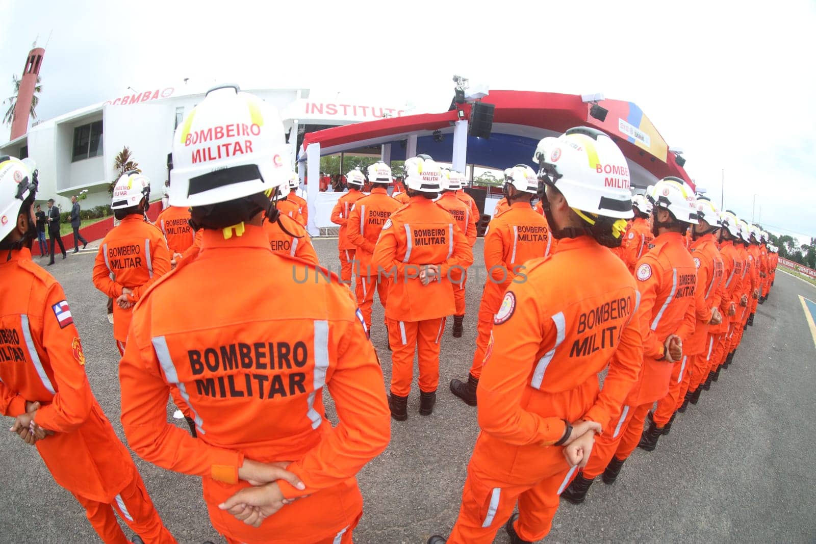 simoes filho, bahia, brazil - march 31, 2025: group of military firefighters from Bahia are seen at a barracks in the city of Simoes Filho.
