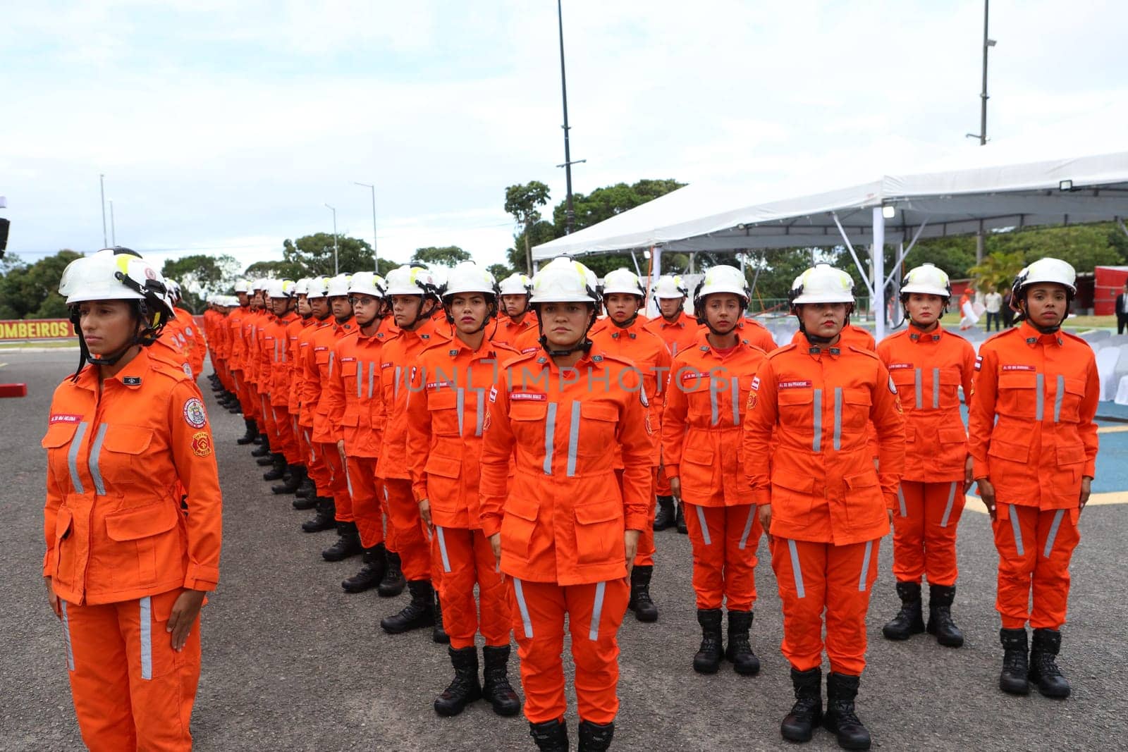 simoes filho, bahia, brazil - march 31, 2025: group of military firefighters from Bahia are seen at a barracks in the city of Simoes Filho.