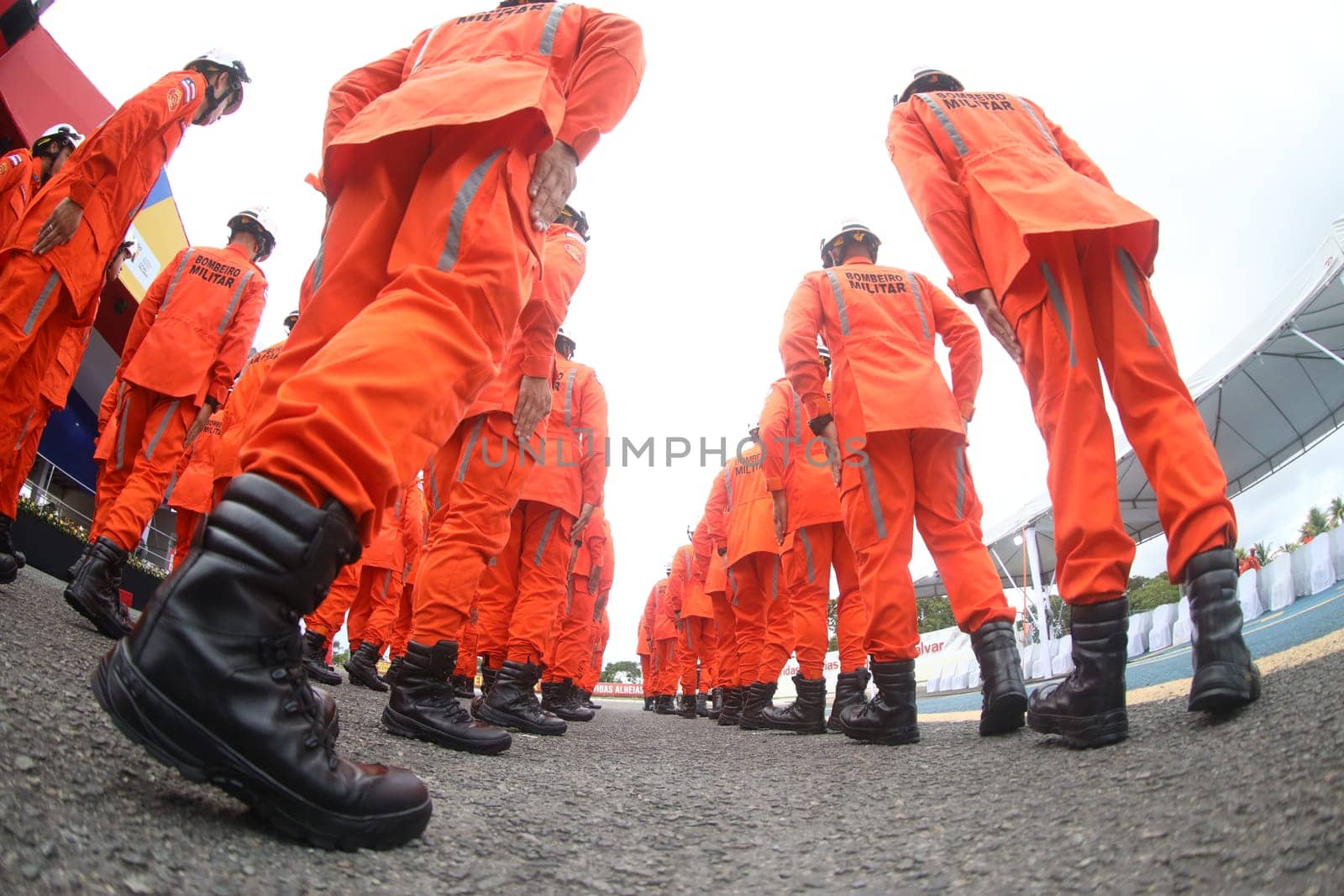 simoes filho, bahia, brazil - march 31, 2025: group of military firefighters from Bahia are seen at a barracks in the city of Simoes Filho.