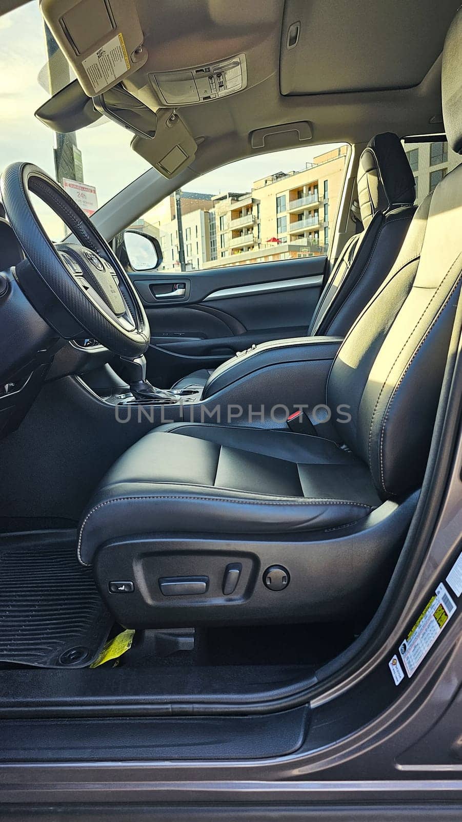 Ottawa, ON Canada - 09.09.2023: Sophisticated Toyota Highlander Car Interior Showcasing Luxurious Leather Seats and Modern Design Elements.