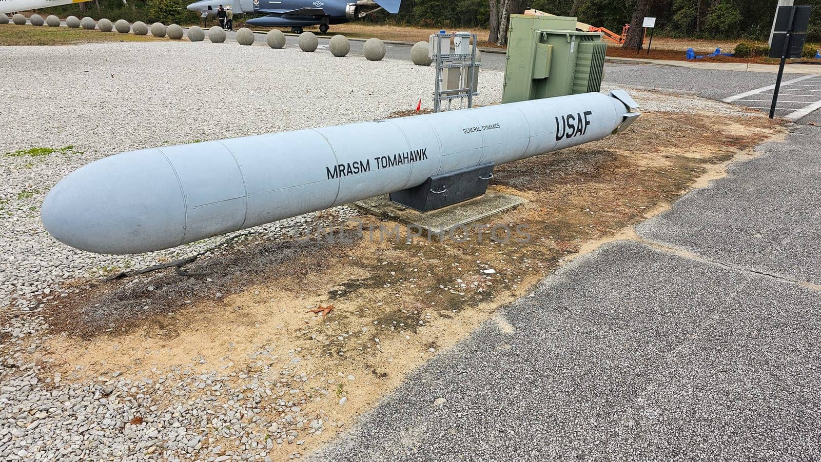 Eglin AFB, FL USA - 12.27.2024: Vintage Missile Display at an Outdoor Museum, Symbol of Military Technology and History.