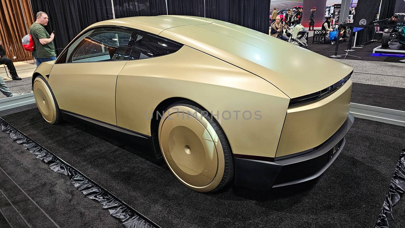 Toronto, ON Canada - 02.16.2025: Sleek Futuristic Car Design, Cybercab Tesla Robotaxi Showcasing Innovative Aesthetics and Cutting-Edge Engineering.