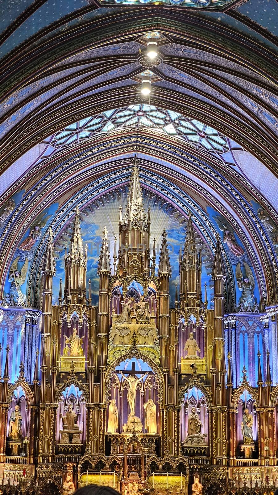 Montreal, QC Canada - 07.01.2024: Spectacular Interior View of Ornate Basilica Featuring Intricate Architectural Details and Artwork.