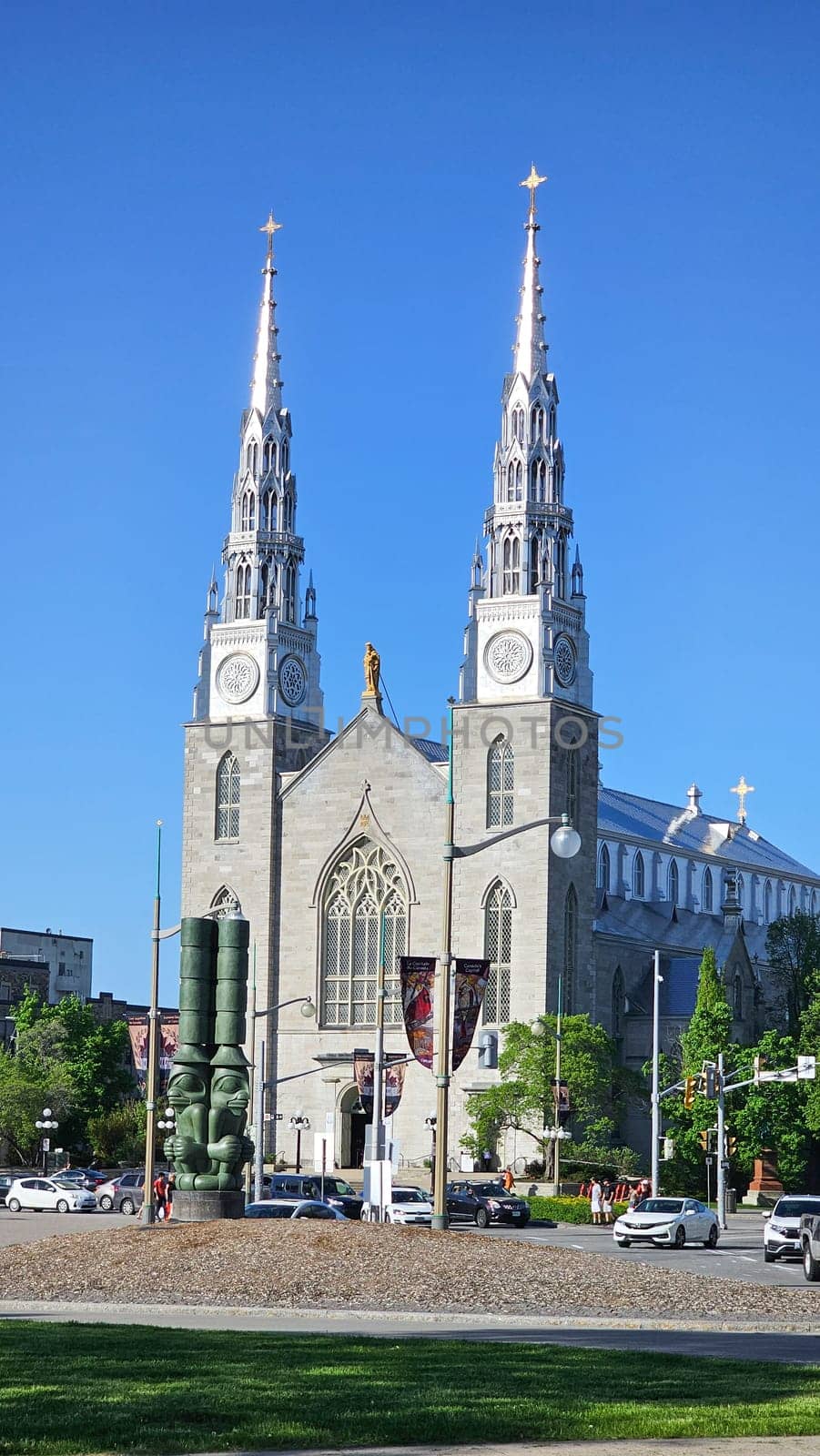 Ottawa, ON Canada - 05.14.2025: Notre-Dame Cathedral Basilica in Ottawa, A Stunning Architectural Marvel.
