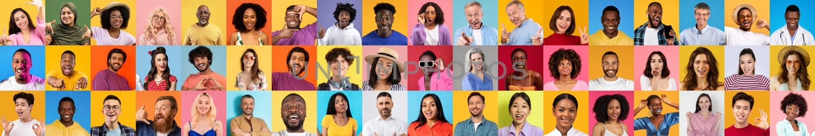 A vibrant collage showcases diverse individuals with joyful expressions.