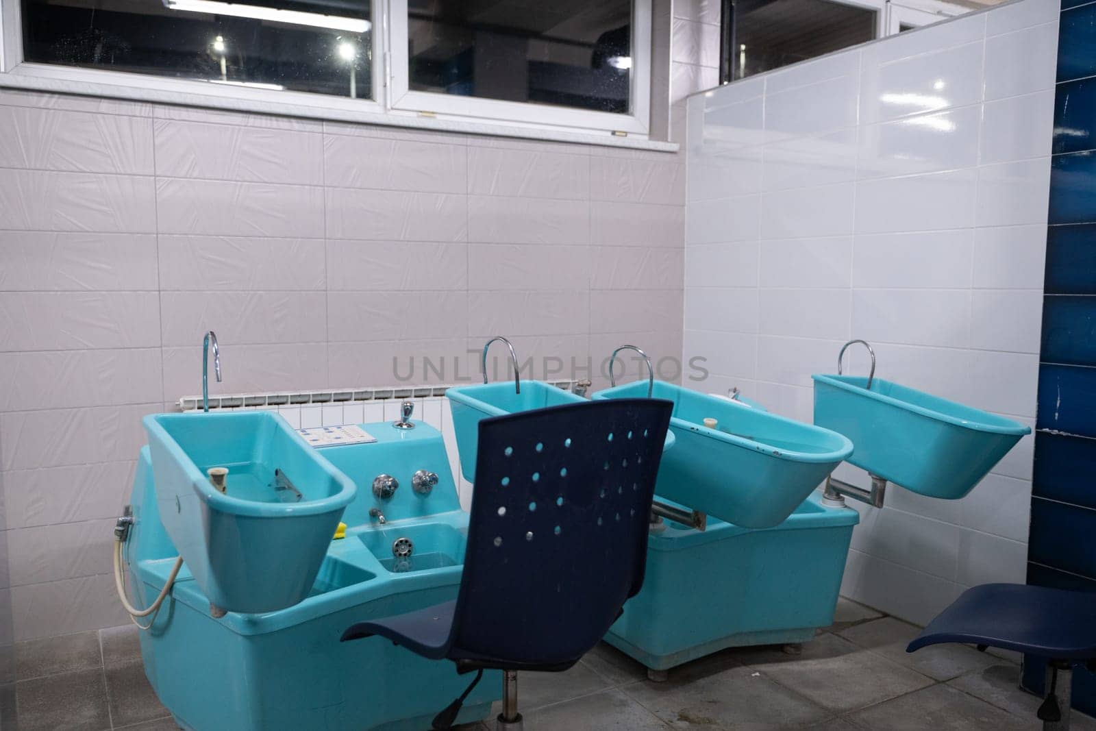 Hydrotherapy Machines in Spa Clinic.Modern hydrotherapy equipment in a clinical setting, used for hand and foot therapy treatments in rehabilitation centers