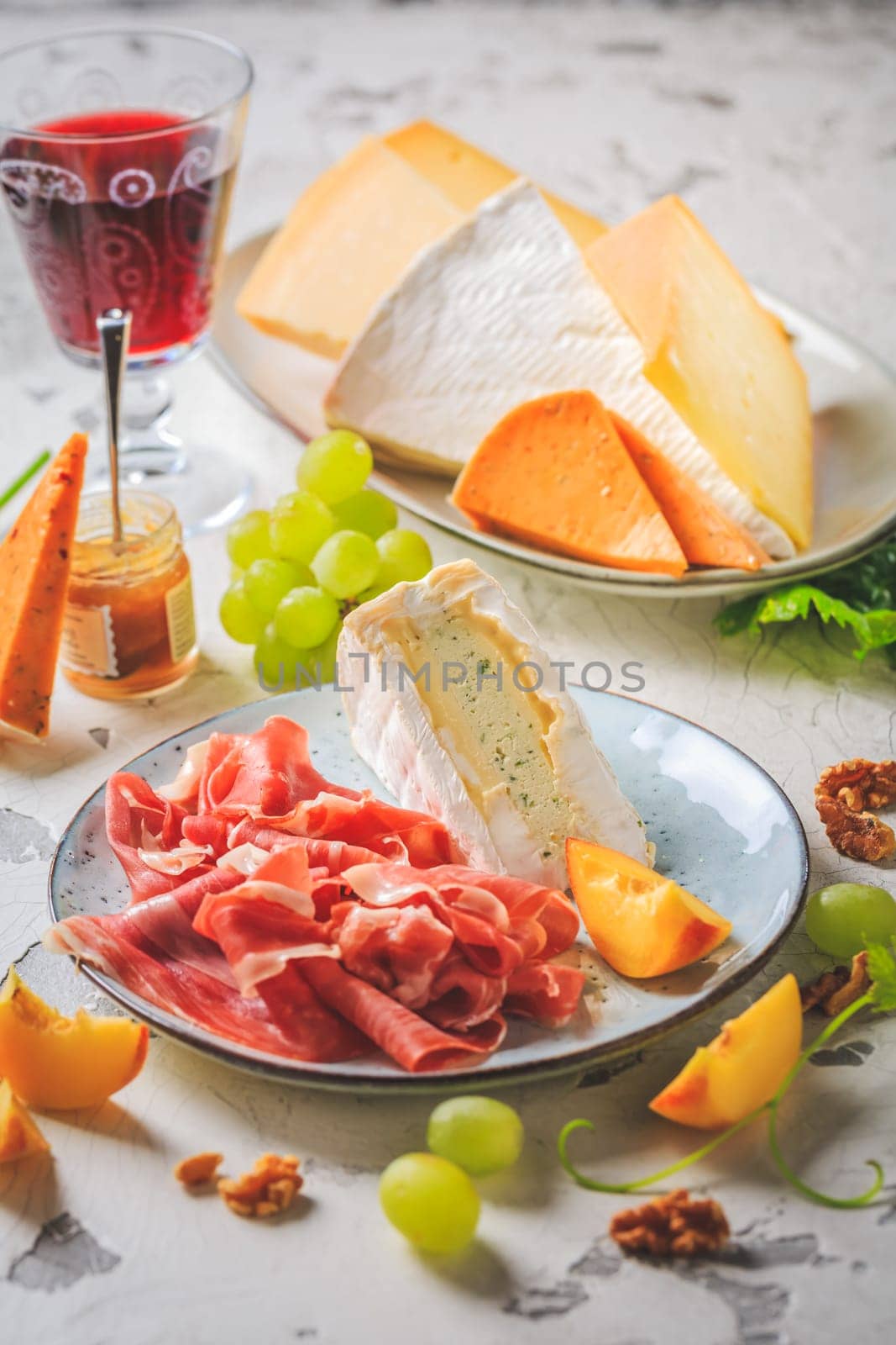 Cured meat and cheese platter . antipasti and snack board, charcuterie
