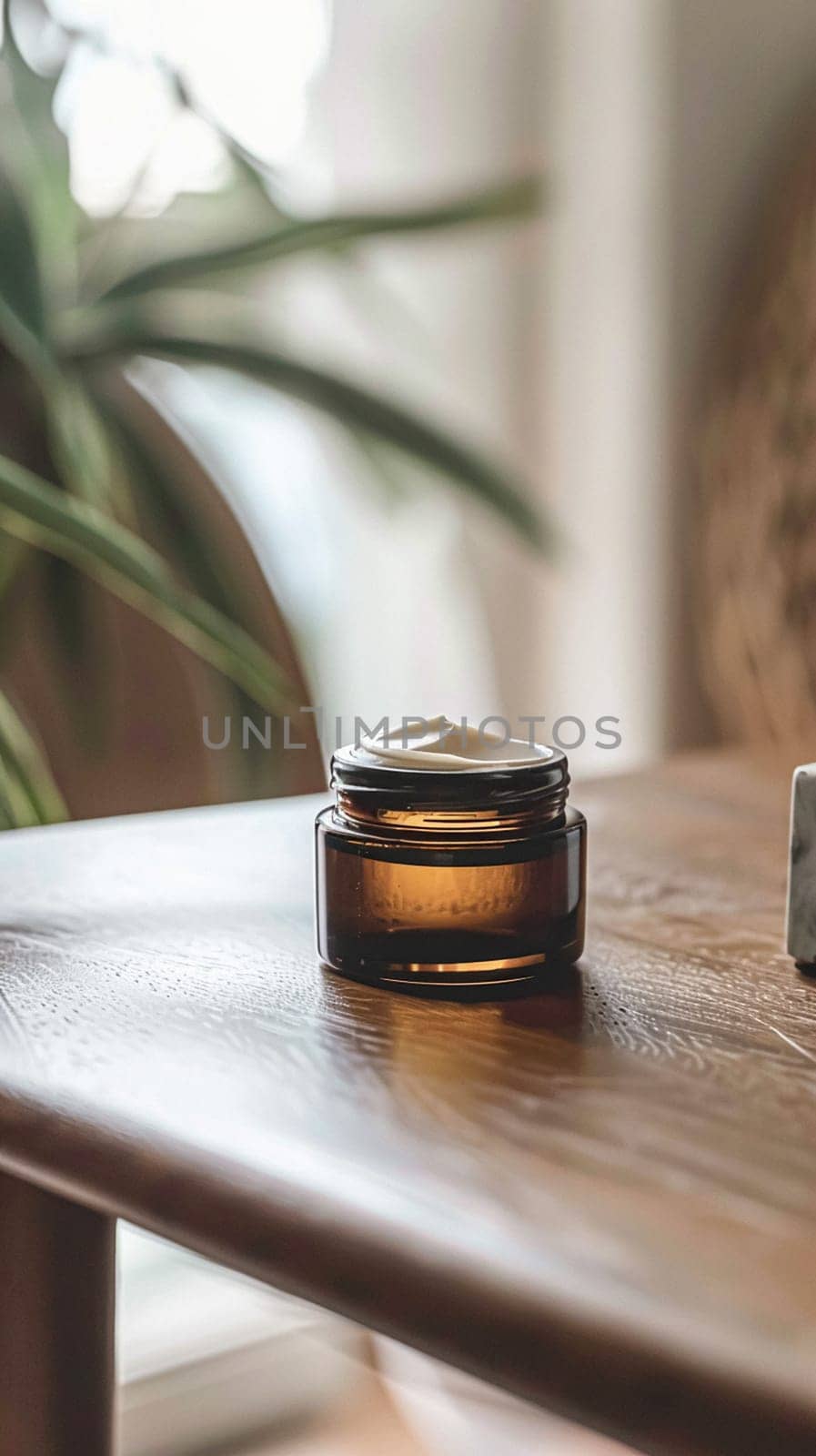 Cosmetic cream in a glass jar. Skin care concept. Background for beauty products