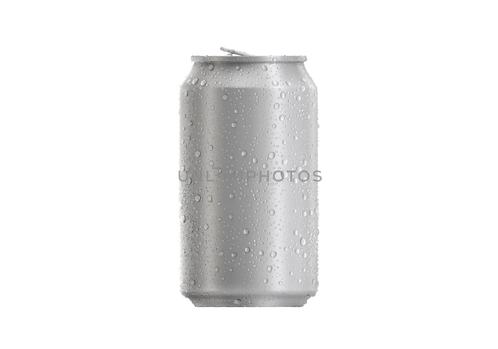 Open Aluminum soda can with water drops isolated on white background