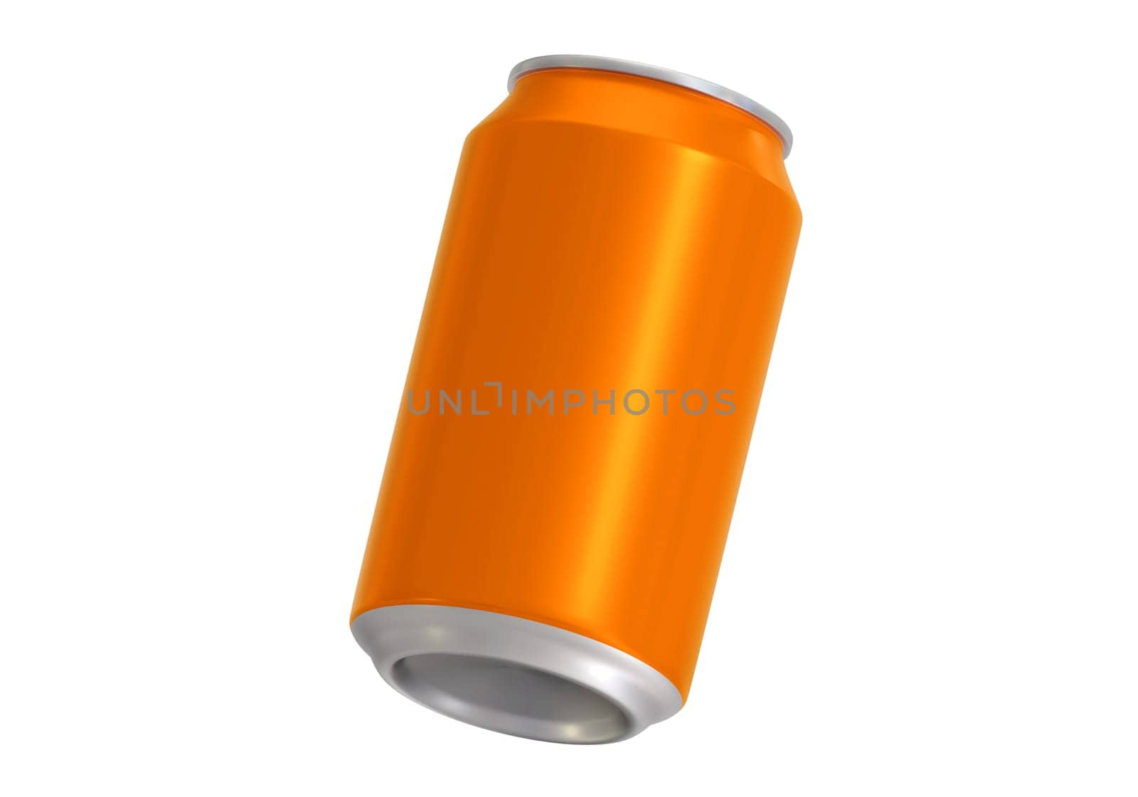 Orange aluminum drink can isolated on white background