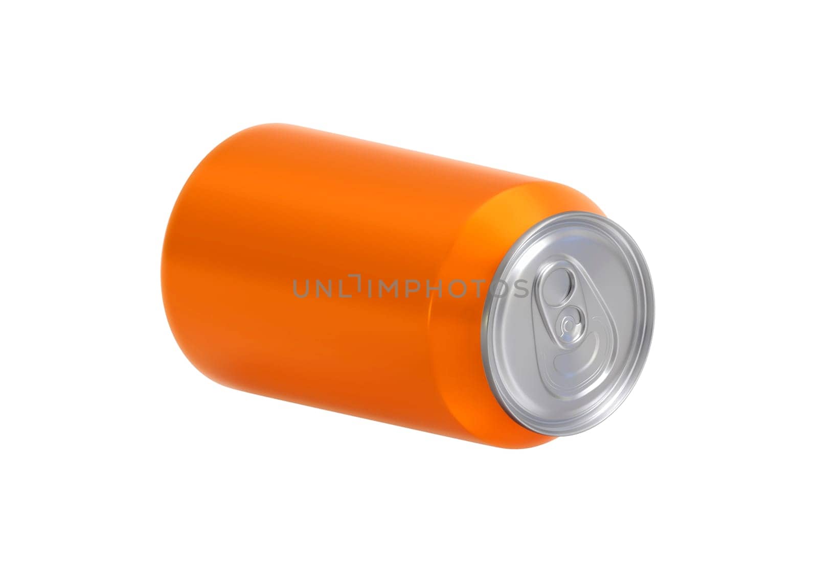 Orange aluminum drink can isolated on white background