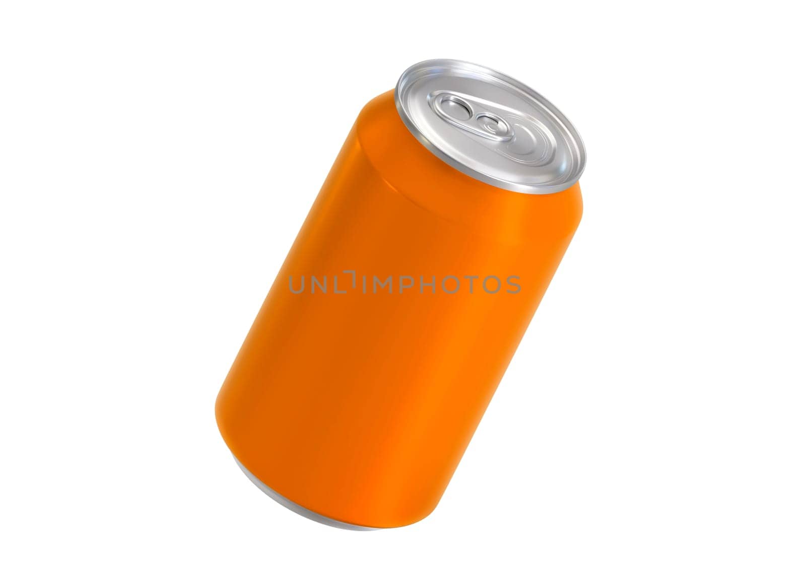 Orange aluminum drink can isolated on white background
