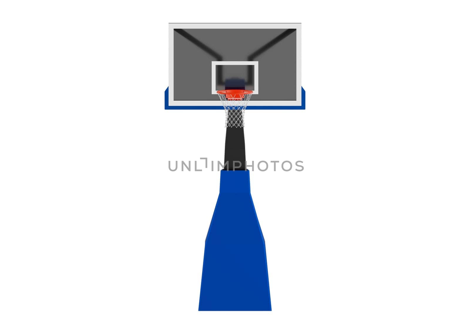 Professional basketball hoop on white background