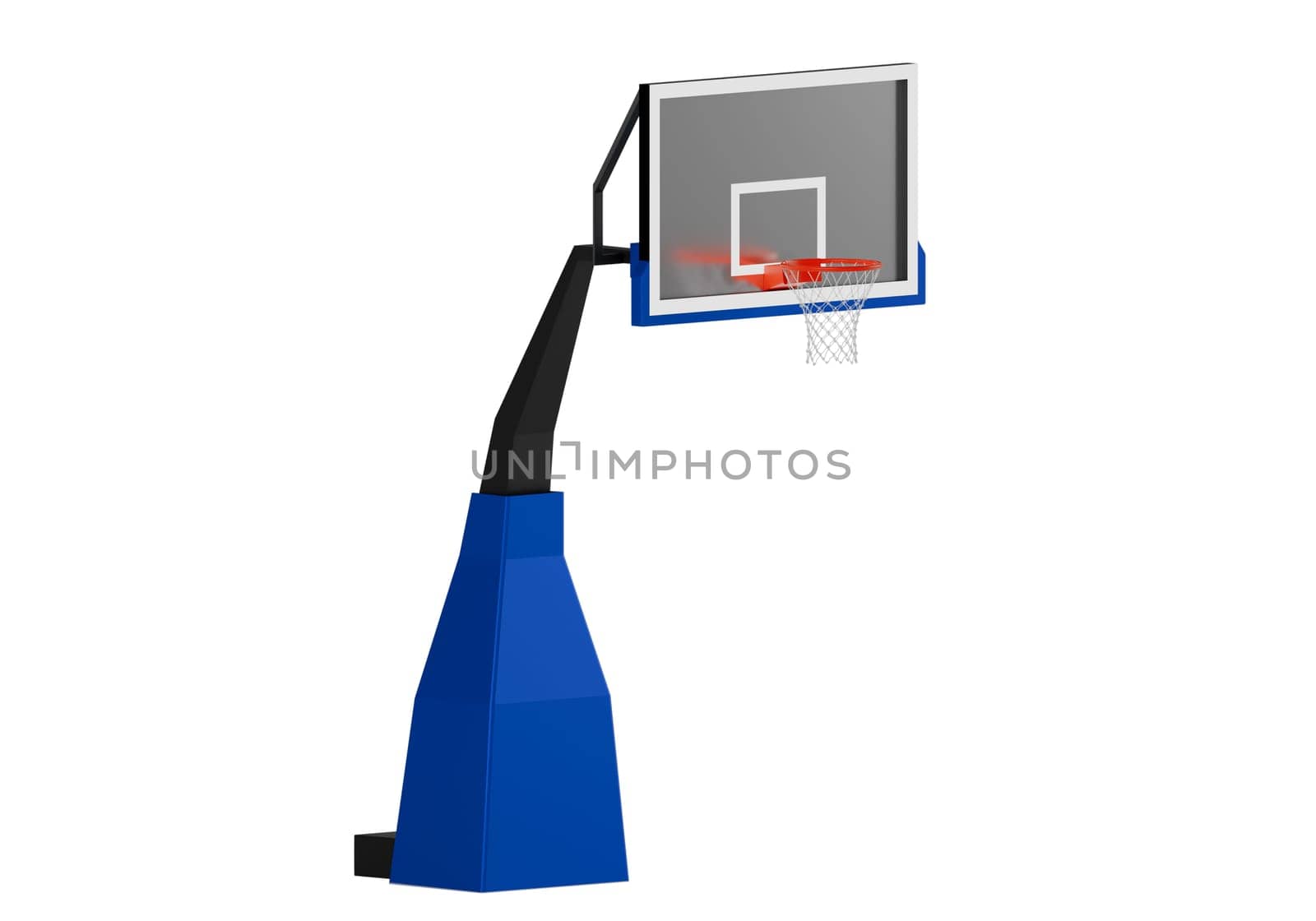 Professional basketball hoop on white background