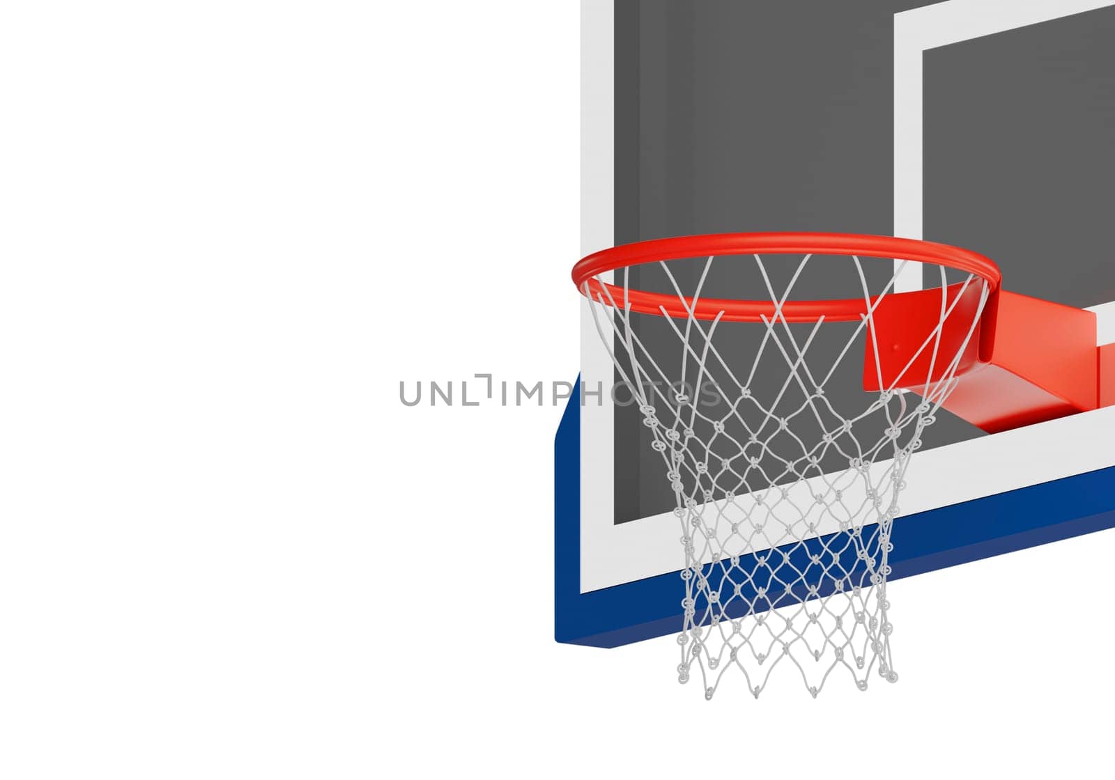 Professional basketball hoop on white background