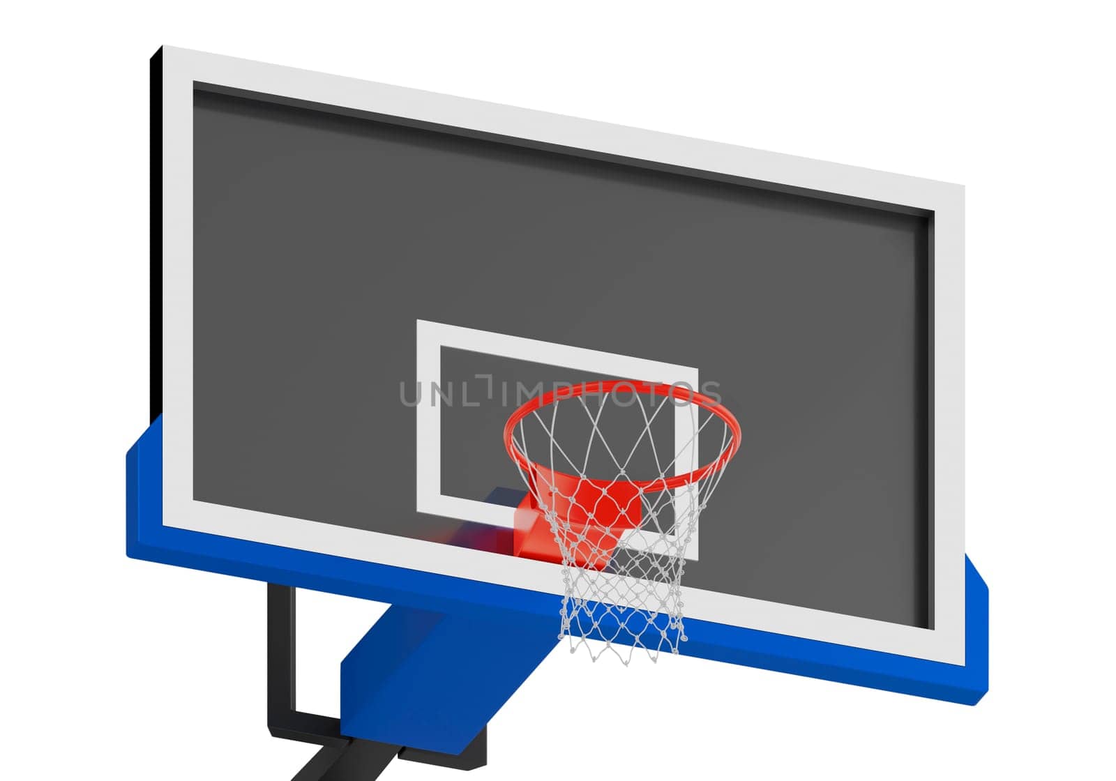 Professional basketball hoop on white background