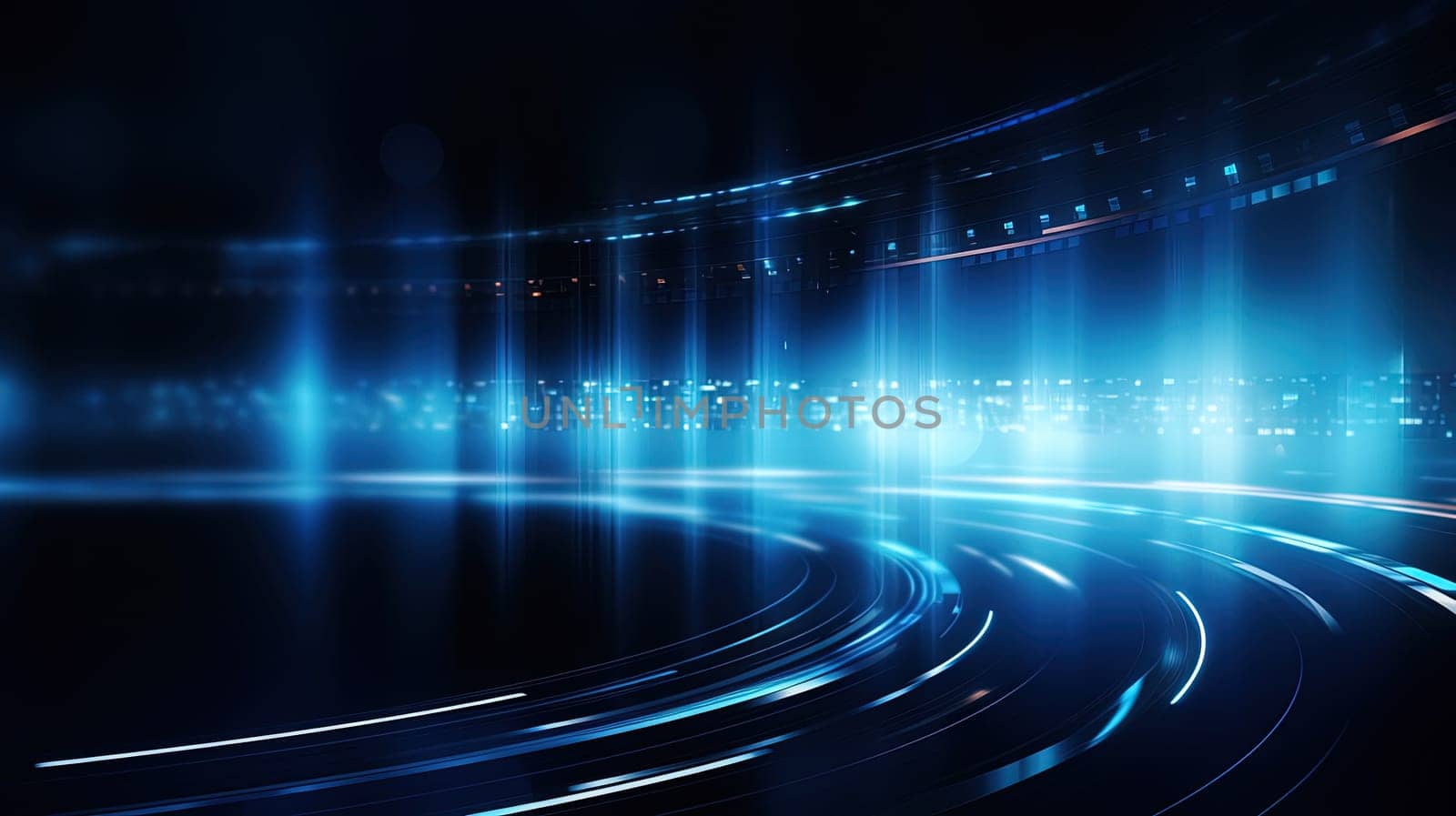 Vibrant abstract background with glowing neon lines and futuristic design. Generated AI