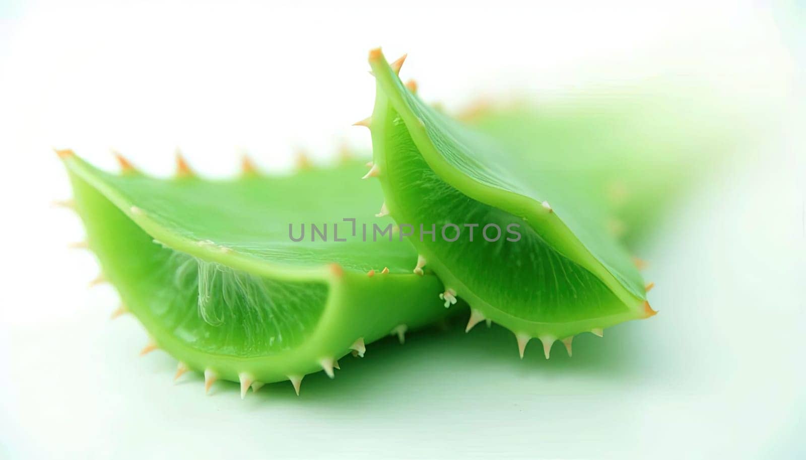 Close-up of fresh aloe vera leaves for health care. Generated AI.