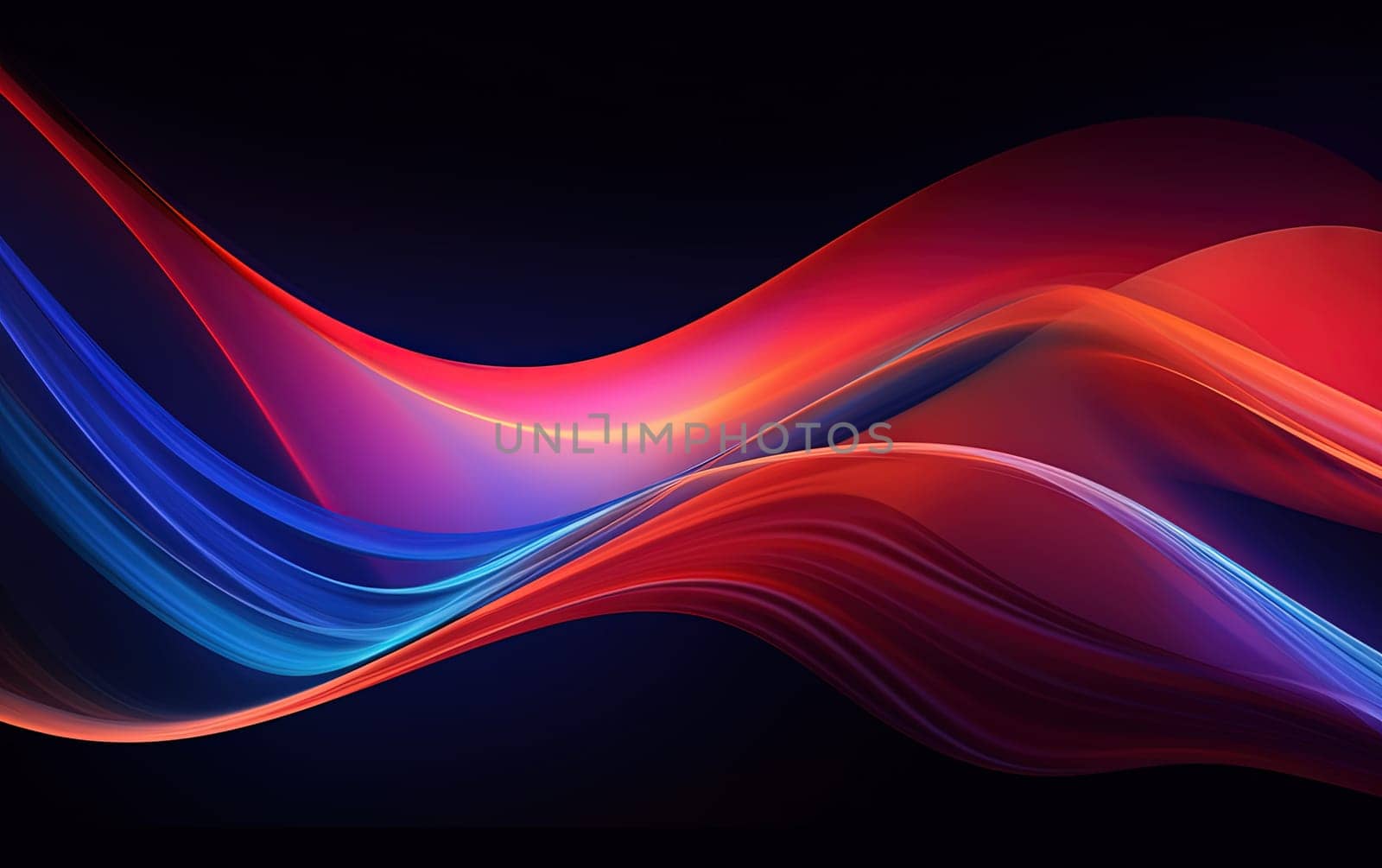 Vibrant abstract blue and red waveform with fluid motion and colorful gradients. Generated AI