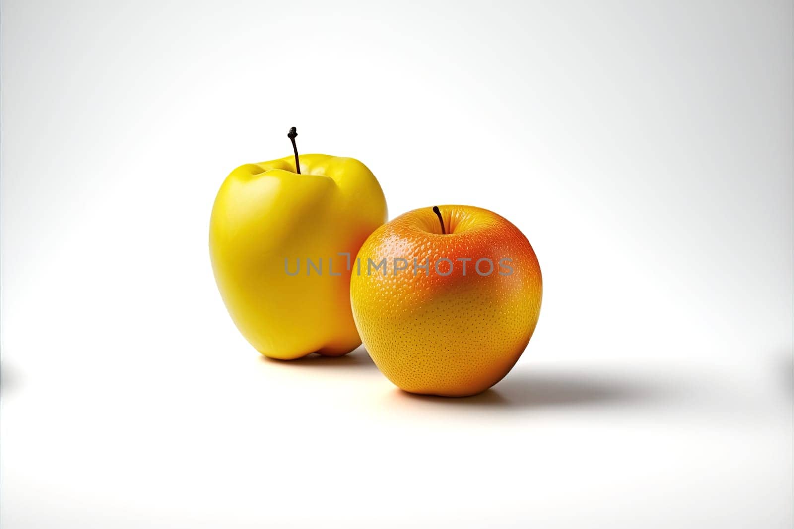 Assorted fruits set on white background. Fresh and juicy, sweet fantasy fruits. Generated AI