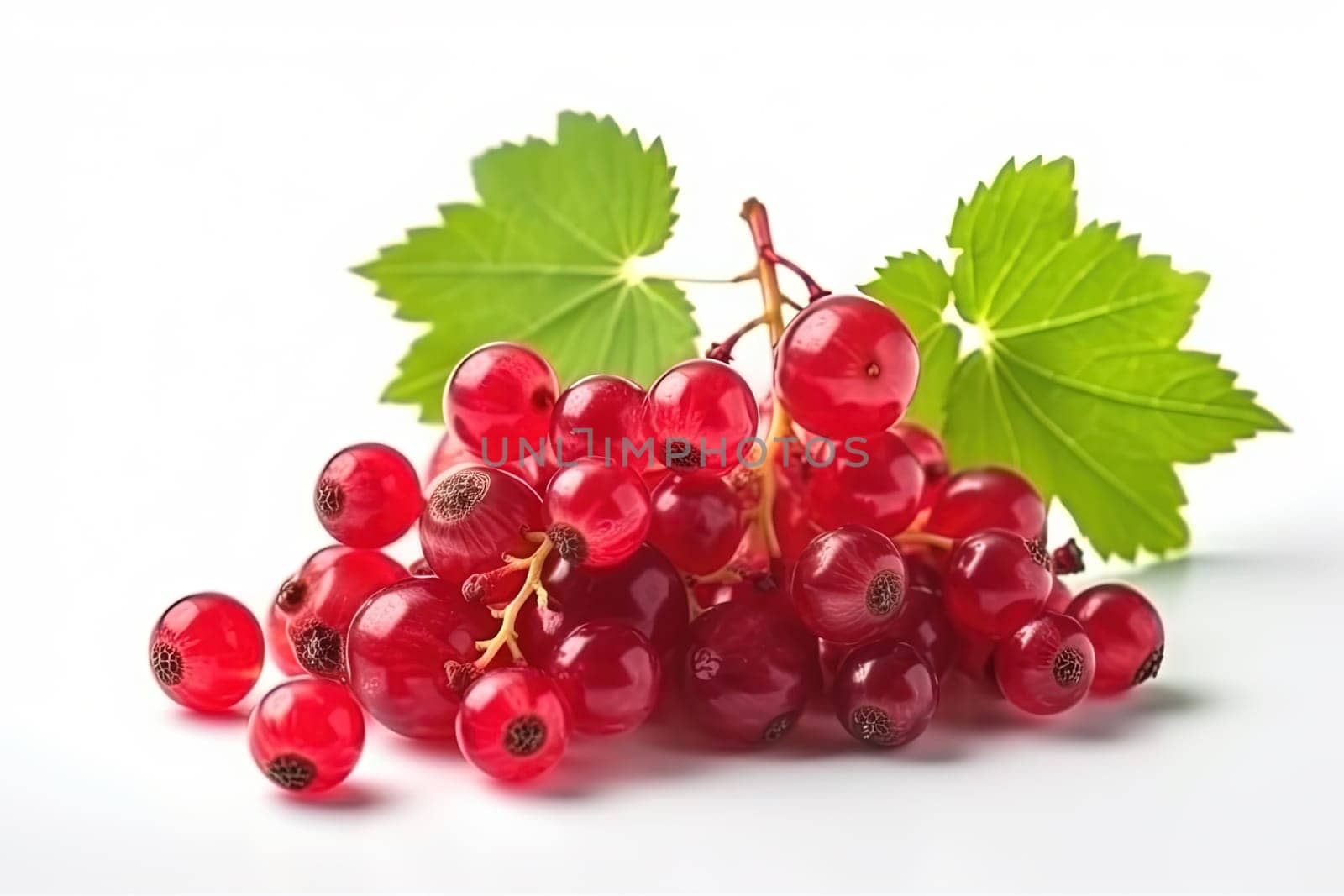 Red currant berries on background. Juicy red berries, fresh and sweet. Generated AI