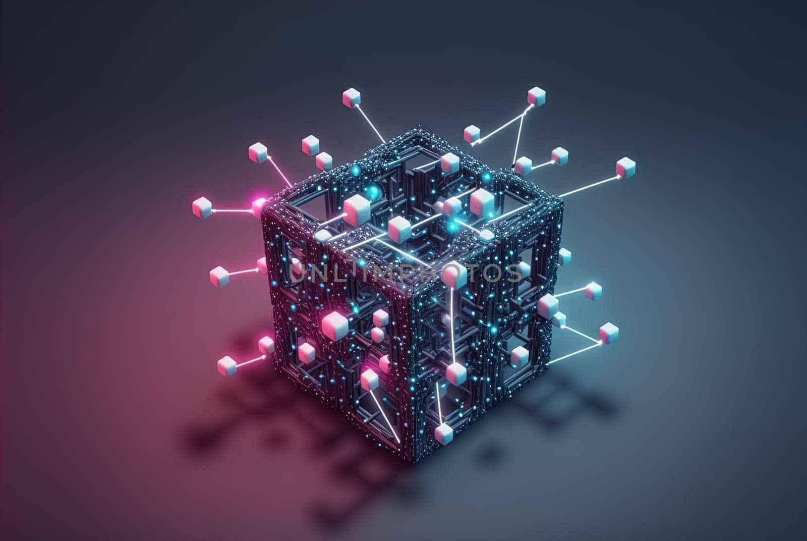 Abstract connection concept with complex technology structure of connected data. Generated AI.
