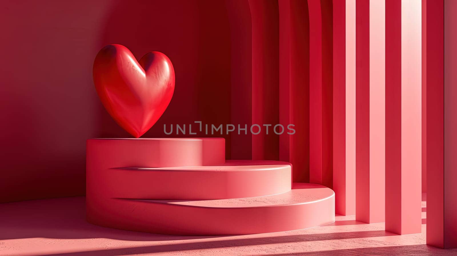 Valentine Day abstract composition with heart in 3D style. Generated AI