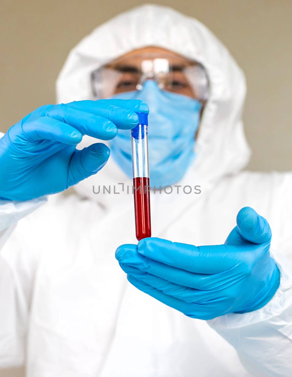 examine blood in the laboratory. Selective focus. medicine.