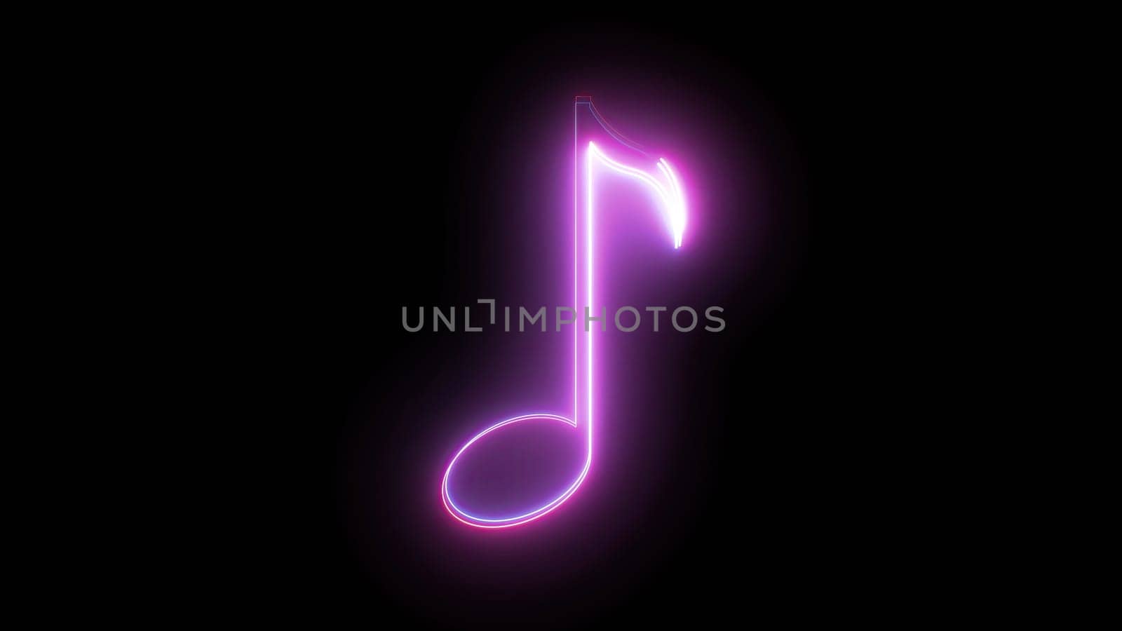 Neon musical note. Computer generated 3d render