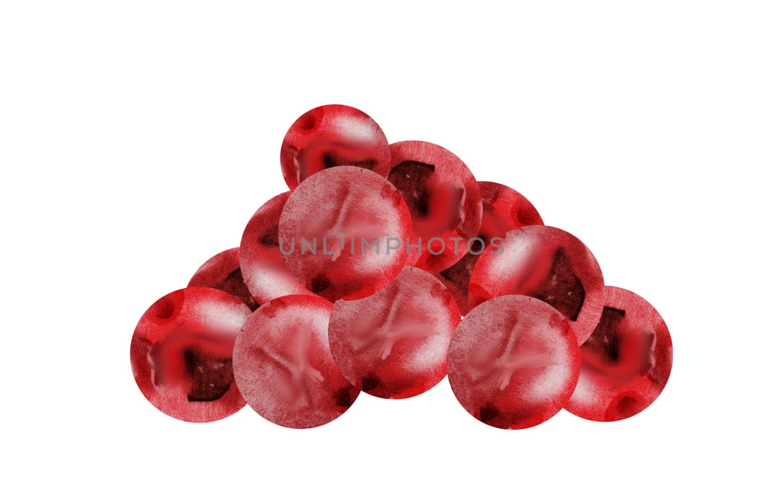 Pink peppercorns watercolor. Hand drawn dried pepper. Clip art on a white background of hot spices. Ideal for cookbooks, menus and organic product packaging. High quality photo