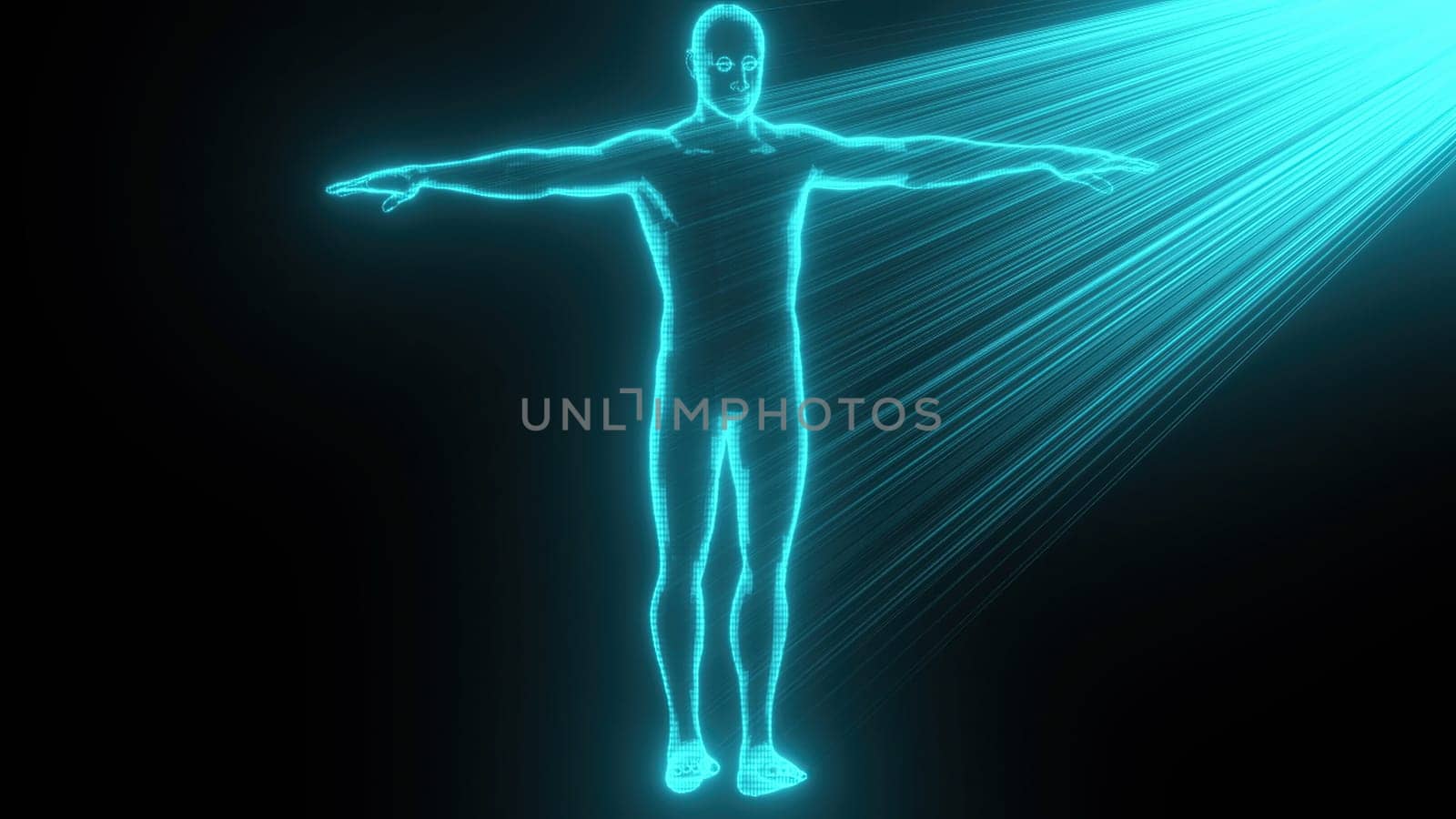 Hologram human body. Computer generated 3d render