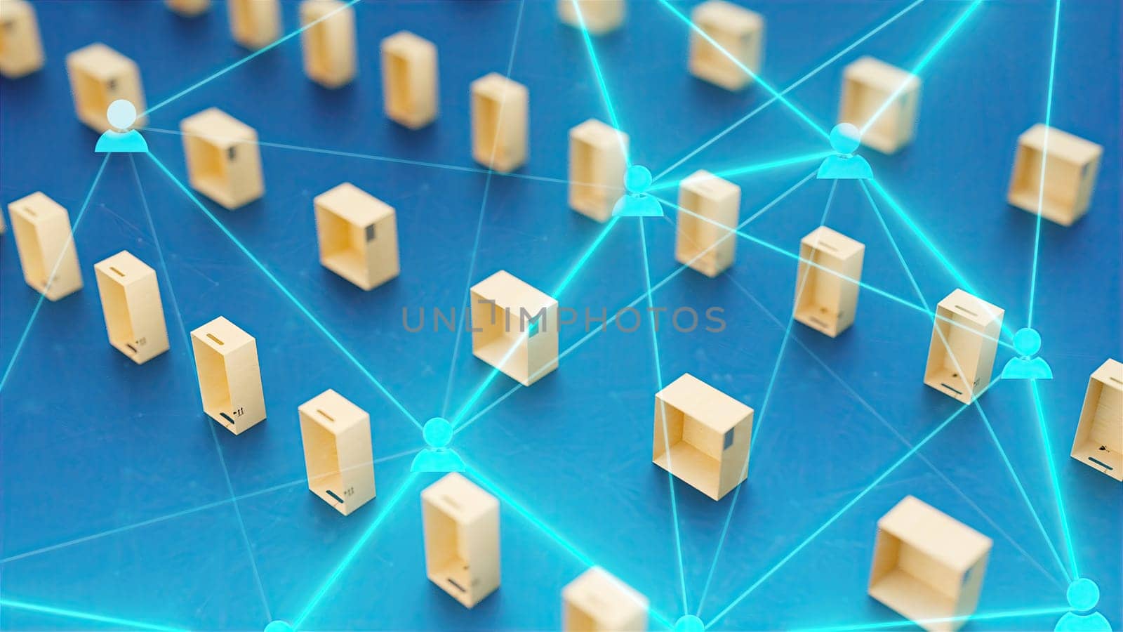 Delivery boxes with connection. Computer generated 3d render