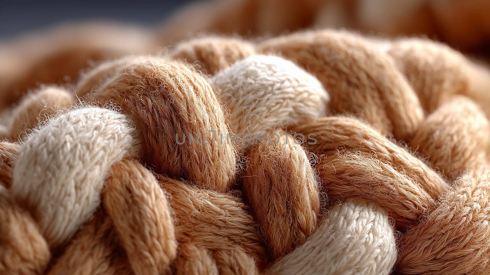 Detailed macro shot of intertwined natural fiber rope showing rough texture, soft light, and warm beige tones.